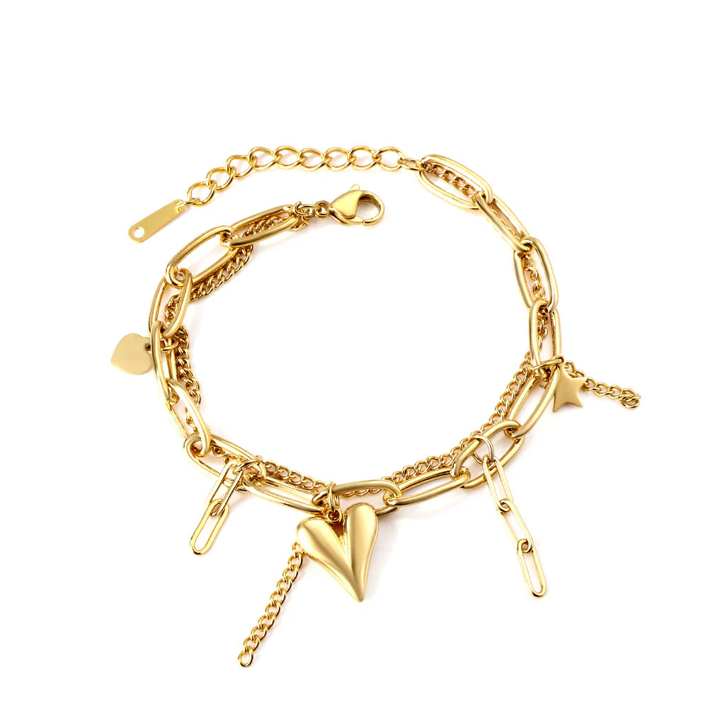 VM | Dubbele Armband met Hart & Ster