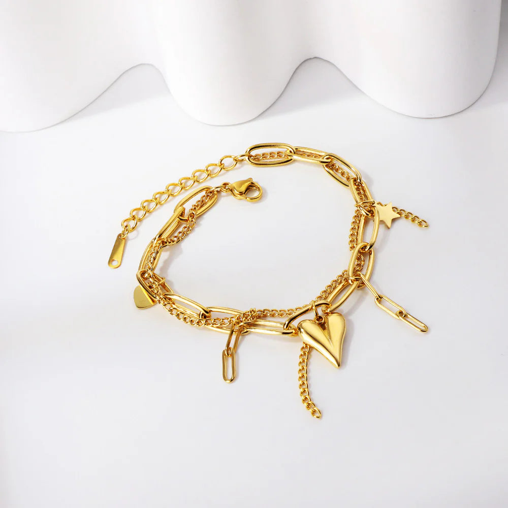 VM | Dubbele Armband met Hart & Ster